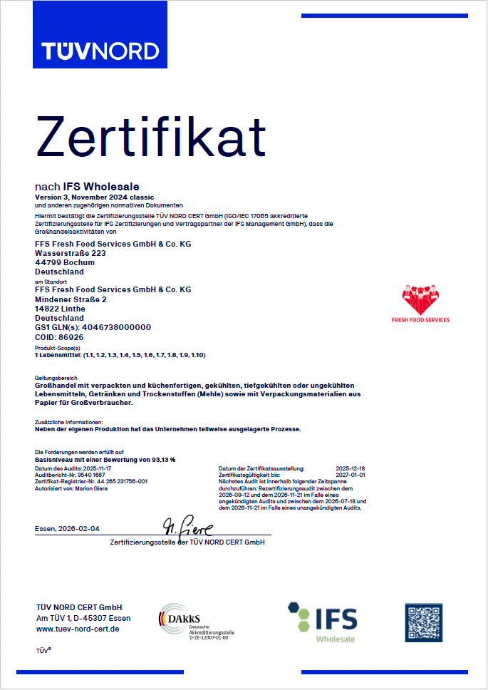 Zertifikat IFS Wholesale