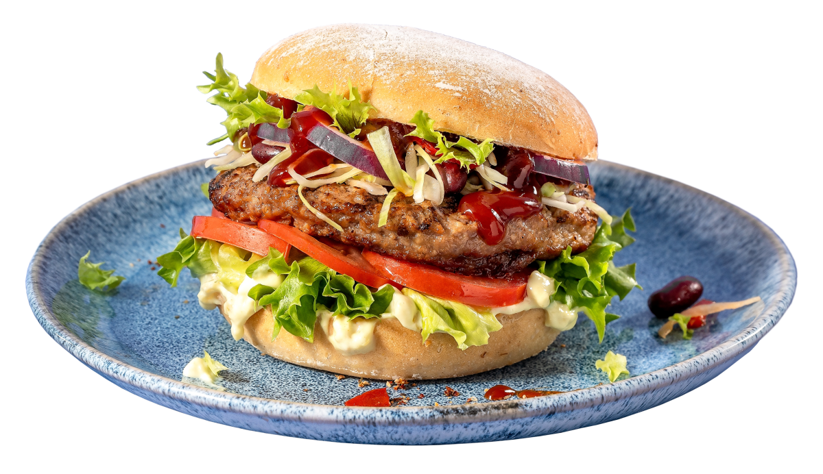 Belegter Burger auf Teller